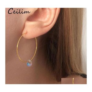 Hoop Huggie Trendy Simple Earring Glazen kristal kraal Dange Lichtgewicht Sieraden Accessoires Golden Sier Geplateerde groothandel druppel del otxvq