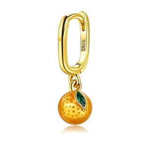 Hoop Huggie Insolite Boucles D'oreilles En Argent Sterling 925 Fruits Orange Zircon Goutte Femmes Bijoux Haute Qualité Oreille Piercing Plaqué Or Dangle