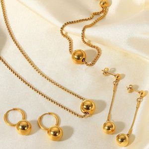 Hoop Huggie Uworld Drop Ins Ball Pendant Ring Boucles d'oreilles Collier en acier inoxydable Accessoires de bijoux plaquées Gol
