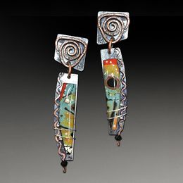 Hoop Huggie Vintage Tribal spirale boucles d'oreilles pour femmes métal géométrie torsion Bronze peinture motif ethnique cadeau 230912