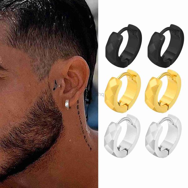 Hoop Huggie Vnox Mens Geometric Ring Boes d'oreilles Boucles d'oreilles en acier inoxydable imperméables simples Options de couleurs en or argent noir 240326