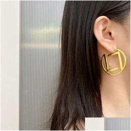 Hoop Huggie Women Earrings Designer Fashion Hie Big Double Letters Gold Hoops F Jewelry Luxurys Stud Oorring Pating 18K met Box DHH7K