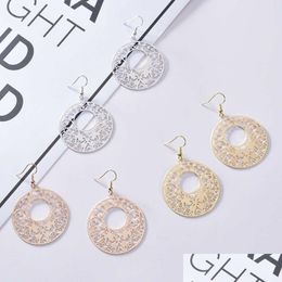 Hoop Huggie Womens Hollow Round Hie Pendientes Gsfe018 Regalo de moda Estilo nacional Mujeres Diy Joyería Pendiente Drop Delivery Dhzsn