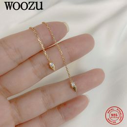 Hoop Huggie WOUZU 925 Sterling Silver Trendy Link Chain Rivet Spiket Ear Line Boucles d'oreilles pour les femmes Simple Mariage Plaqué Or 14k Bijoux Cadeau 230517