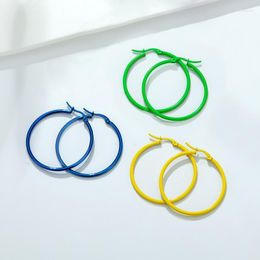 Hoop Huggie Yellow Green Blue Circle Boheemse oorbellen damesoorring accessoires sieraden vrouwelijk 35 mm pak meisje cadeau kirs22