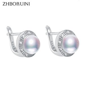 Hoop Huggie Zhboruini Pearl -oorbellen 925 Sterling Silver Jewelry Vintage Style Natural Freshwater Stud Earring For Women Gift 230517