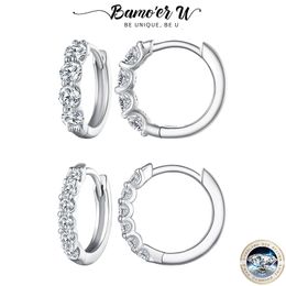 Hoepel U-vormige siliconen oorbellen 925 sterling zilveren oorbellen sprankelende ronde ring vrouwen bruiloft sieraden cadeau 3,5 mm D kleur 230724