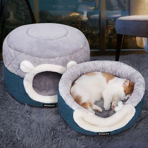 Hoopet Cat Bed House Soft Plush Kennel Puppy Cushion Kleine Dogs Katten Nest Winter Winter Slapen Dog Mat Supplies 240304