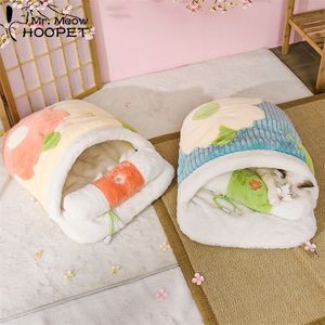 Hoopet japonais hiver épais chat lit de couchage oreiller amovible avec corde drôle coussin chaud pour s chiot chien canapé animal de compagnie 220323