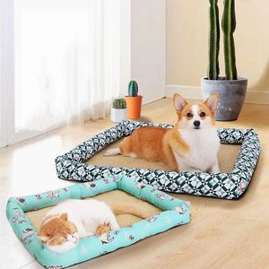 Hoopet Zomer Koeling Pet Dog Mat Ice Pad Sleepmatten voor honden Katten Kennel Top Kwaliteit Cool Cold Silk Bed 240416