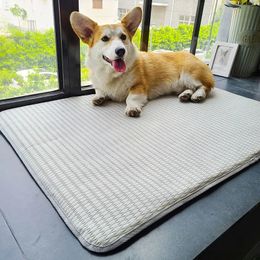 HOOPET SUMMER MATE DOG MAT Large Rattten Cool Bed Washable MatTres Kennel Sleeping Cushion Soft Pet Accessoires 240416