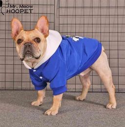 Hoopet Winter Pet Mabe Dog Cat Vêtements Hoodie Vêtements Bulldog Schnauzer Corgi Veste chaude Small 2108049125855