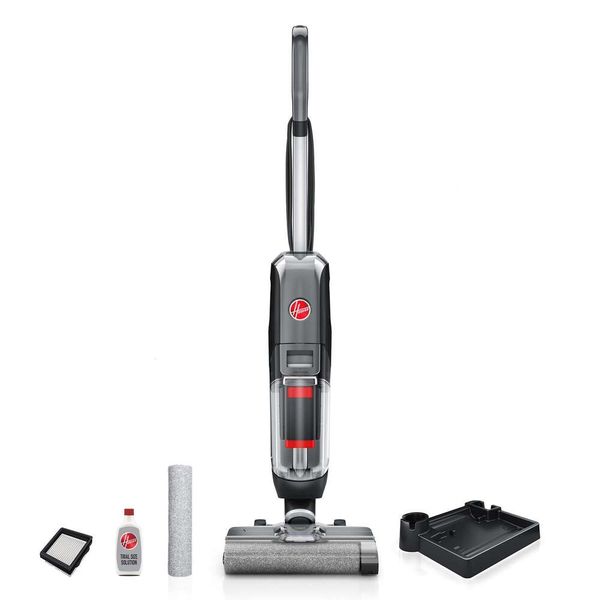 Hoover Streamline Limpiador de Pisos Duros con Cable, Aspiradora en Seco y Húmedo con Sistema de Autolimpieza, Limpieza de Bordes, Pantalla LCD, FH46000V, Plata