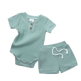 Ropa de niña Hooyi Sets Fashion Pamas Traje infantil Bodysuits Pantalones cortos Sleepwear 100% Algodón Tops 2 piezas L2405