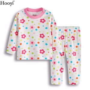 HOOYI BLOEMAAL BABY GIRL PAMAS PAKT ZUIG SLAAP SLAAP 100% KATTE Soft Top Kwaliteit Past-shirt Pant Children Kinder Jumpsuit L2405