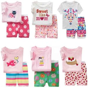 Hooyi zomer baby meisjes kleding past katoen kinderen nachtkleding sets roze wit meisje T-shirts Shorts broek pyjama 2 stks 210915