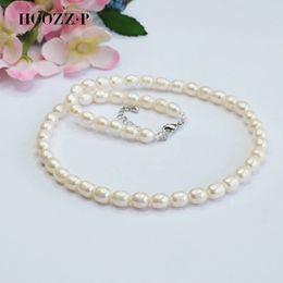 HOOZZ.P haut à la mode collier de perles naturelles d'eau douce perles de riz blanc 925 argent Fine perle bijoux pour femmes filles cadeaux 240301