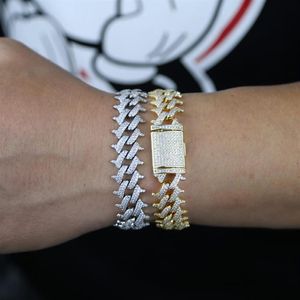 Hop CZ Effen Klinknagel Spike Cubaanse Miami Lock Sluiting Zware Armband Iced Out Mannen Rapper Link Chain Armbanden Mode-sieraden Link 277l