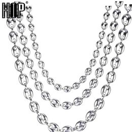 Hop HIP largeur 7MM 9MM 11MM argent acier inoxydable or argent grains de café lien chaîne collier chaîne pour hommes Jewelry225q