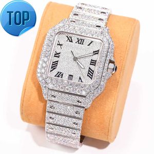 Hop Jewelry-Relojes mecánicos automáticos para hombre, de Plata de Ley 925, Iced Out VVS Moissanite, personalizados