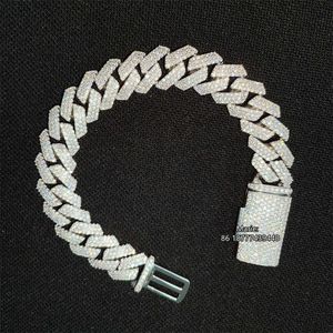 Hop verkoop sieraden modestijl fabrieksprijs vvs moissanite cuban link diamant cuban link armband pass diamant test