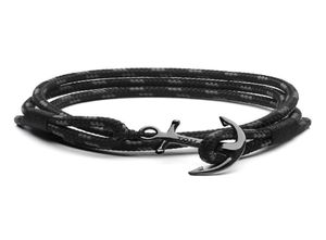 Bracelet Hope 4, taille Tom, fait à la main, corde à triple fil noir, breloques d'ancre en acier inoxydable, avec boîte et étiquette Th64995429