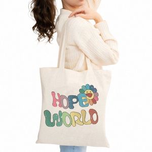 Hope World Print Boutique réutilisable Sacs écologiques Sac de livre en toile Femmes Sac de shopping pliable Fi Femme Sac à bandoulière Sac à main N16z #