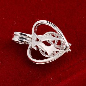 HOPEARL Bijoux Kissing Lover Médaillons Pendentifs Wish Pearl Cage 925 Sterling Silver 3 Pieces328l