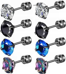 Hoply 4 paren titanium schroef terug chirurgische roestvrijstalen stek oorbellen voor vrouwen Menrainbow5 ac ubicz irconias tudsd oUbles Idee arringssp iedsp iaCings leepers tudsj