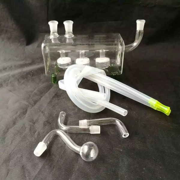 Tube horizontal double pot de noyau de sable, bongs en verre en gros, conduite d'eau en verre, narguilé, accessoires pour fumeurs,