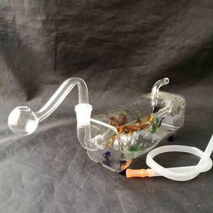 Pot de dragon à tube horizontal, Bangs en verre en gros, Pipe à eau en verre, Narguilé, Accessoires pour fumeurs,