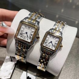 horloge Fashion Designer Panthere couple montres dame femmes mouvement à quartz montre diamant en acier inoxydable saphir cristal carré montre-bracelet cadeaux