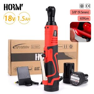 Hormy 3/8 Inch Cordless Electric Wrench 65Nm Right Angle Ratchet Wrenches 18V Rechargeable Car Repair Tool Set Angle Wrench 240112