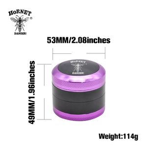 Hornet Luxe Aluminium Kruid Grinder 53mm 4 Lagen Sharpe Diamond Tanden Stuifmeel Catcher Spice Miller Herbal Grinder Crusher