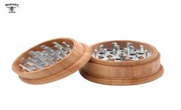 Hornet Natuurlijk Hout Roken Kruidenmolen Met Graveren Logo 63MM 3 Stuk Handgemaakte Houten Tabak Slijpmachines Met Metalen Tanden6345664