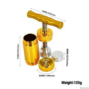 HORNET Smoking Metal Aluminium Pollen Presser Compressor T-shape T Handle Press Dry Herb Tobacco Spice Grinder Crusher Golden Cream Whipper Gold Accessoires