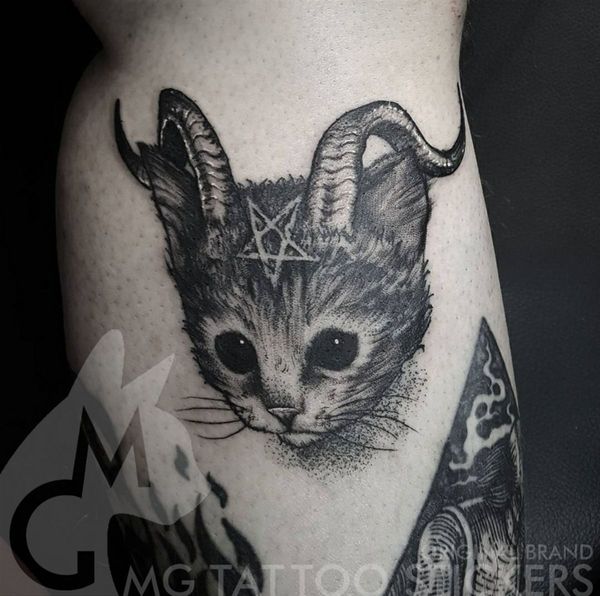 Cornes chat tatouage tatouages temporaires Punk Goth tatouage autocollants Art bras tatouage mignon chat noir Totem faux tatouage cadeau en gros