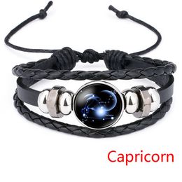 Horoscoopteken Charm Verstelbare meerlagige armbanden 12 Control Glass Cabochon Bracelet Women Mens Fashion Jewelry Will en Sandy