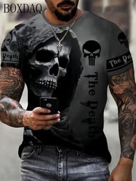 Horror Death Mens Calavera Camiseta de manga corta Terror Terror Terror Hip Hop Camiseta Oneck Tops Tops de verano