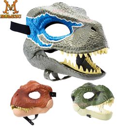 Horror Dinosaur Headdear Dragon Lifelike Dinosaur Mask Halloween Party Cosplay Open Mond Latex Scared Mask Gifts 220812