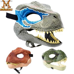 Horreur Dinosaure Couvre-chef Dragon Réaliste Dinosaure Masque Halloween Party Cosplay Bouche Ouverte Latex Effrayé Masque Cadeaux L230704