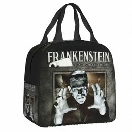 Film d'horreur Frankenstein Mster Sac à lunch isolé pour école de travail Boîte à lunch thermique à la fuite des femmes Sacs de nourriture pour enfants A8PQ #