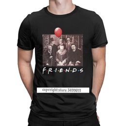 Horror vrienden tee shirt pennywise michael myers jason voorhees halloween mannen t-shirt unieke katoenen zomer kleding 210706