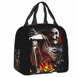 horreur Gothique Mort Crâne Sac À Lunch Isolé Étanche Thermique Glacière Boîte À Lunch Pour Femmes Enfants Alimentaire Ctainer Sacs Fourre-Tout h9R1 #