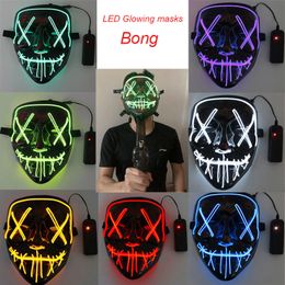 Horror LED Gloeiende maskers Bong Purge Maskers Verkiezing Mascara Kostuum DJ Party Light Up Maskers Glow In Dark 10 Kleuren