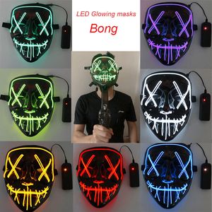 Horror LED Gloeiende maskers Bong Purge Maskers Verkiezing Mascara Kostuum DJ Party Light Up Maskers Glow In Dark 10 Kleuren