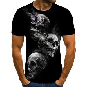 Camisetas de terror para hombre, camisetas 3D con cabeza de calavera Grim Reaper, camisetas de moda de verano, ropa divertida para niños, ropa de calle de talla grande 220509