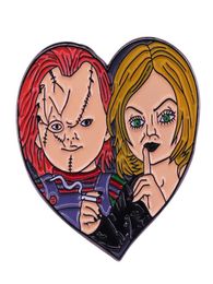 Horror Movie Child039s Play Bride of Chucky and Chucky Heart Shape Metal Mackpack Coat Fail Boroch Pin9318990