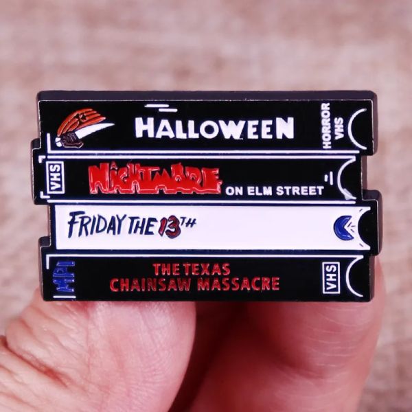 Collection d'horreur Collection vidéo Tapis en émail Épingle Halloween Film VHS Tapes Badge Brooch Backpack Decoration Jewelry BJ