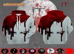 Horrorfilm IT HOOFDSTUK TWEE WHOSONG 2019 3D HOODIE MAN BLOODSPANIC JAAD ONG SLEEVE BLUESE2856583